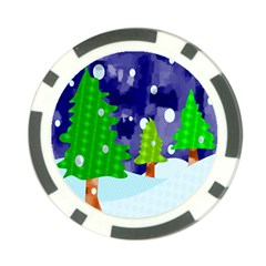 Christmas Trees And Snowy Landscape Poker Chip Card Guard