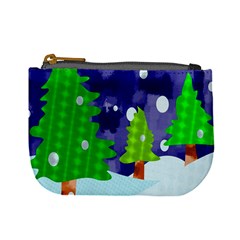 Christmas Trees And Snowy Landscape Mini Coin Purses