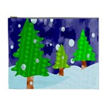 Christmas Trees And Snowy Landscape Cosmetic Bag (XL) Front