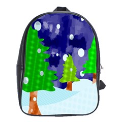 Christmas Trees And Snowy Landscape School Bags(Large) 