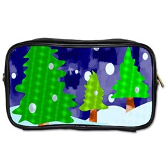 Christmas Trees And Snowy Landscape Toiletries Bags