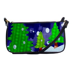 Christmas Trees And Snowy Landscape Shoulder Clutch Bags