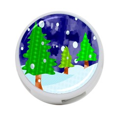 Christmas Trees And Snowy Landscape 4-port Usb Hub (two Sides)  by Simbadda