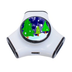 Christmas Trees And Snowy Landscape 3-Port USB Hub