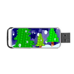 Christmas Trees And Snowy Landscape Portable USB Flash (One Side)