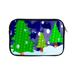 Christmas Trees And Snowy Landscape Apple Ipad Mini Zipper Cases by Simbadda