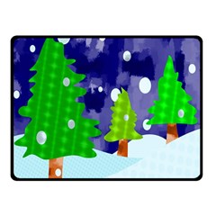 Christmas Trees And Snowy Landscape Double Sided Fleece Blanket (Small) 