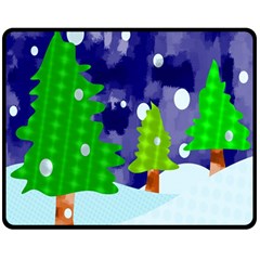 Christmas Trees And Snowy Landscape Double Sided Fleece Blanket (medium) 