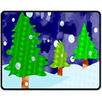 Christmas Trees And Snowy Landscape Double Sided Fleece Blanket (Medium)  58.8 x47.4  Blanket Front