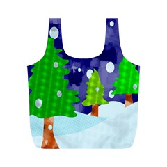 Christmas Trees And Snowy Landscape Full Print Recycle Bags (m)  by Simbadda