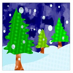 Christmas Trees And Snowy Landscape Large Satin Scarf (Square)