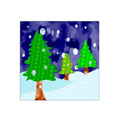 Christmas Trees And Snowy Landscape Satin Bandana Scarf