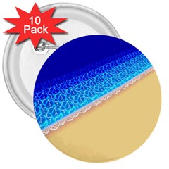 Beach Sea Water Waves Sand 3  Buttons (10 Pack) 
