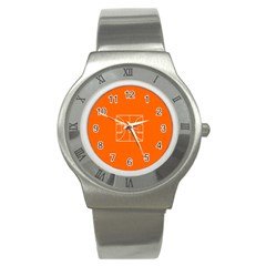 Basketball Court Orange Sport Orange Line Stainless Steel Watch by Alisyart