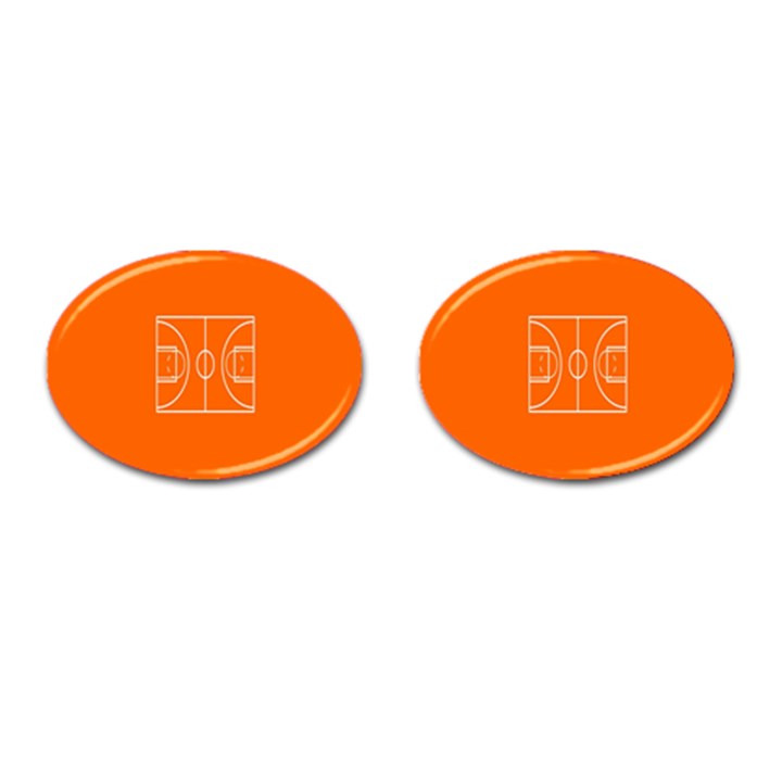 Basketball Court Orange Sport Orange Line Cufflinks (Oval)