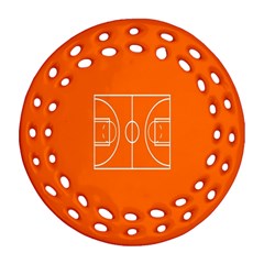 Basketball Court Orange Sport Orange Line Round Filigree Ornament (two Sides) by Alisyart