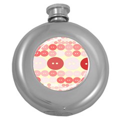 Buttons Pink Red Circle Scrapboo Round Hip Flask (5 Oz) by Alisyart