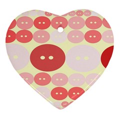 Buttons Pink Red Circle Scrapboo Heart Ornament (two Sides) by Alisyart