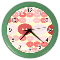 Buttons Pink Red Circle Scrapboo Color Wall Clocks