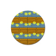 Yellow Flower Floral Sunflower Magnet 3  (round)