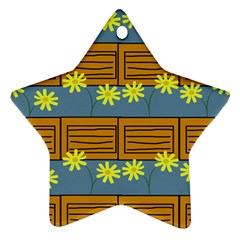 Yellow Flower Floral Sunflower Star Ornament (two Sides)