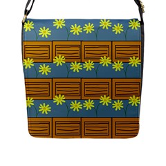 Yellow Flower Floral Sunflower Flap Messenger Bag (l)  by Alisyart