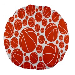 Basketball Ball Orange Sport Large 18  Premium Flano Round Cushions