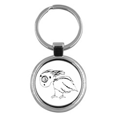 Helpless Bird Sketch Up Drawing Key Chains (round)  by dflcprints