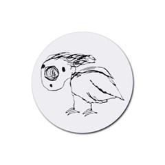 Helpless Bird Sketch Up Drawing Rubber Round Coaster (4 Pack)  by dflcprints