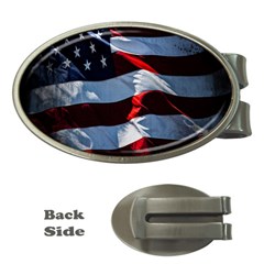 Grunge American Flag Background Money Clips (oval) 