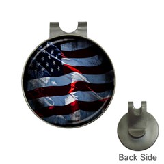 Grunge American Flag Background Hat Clips With Golf Markers by Simbadda