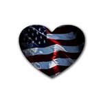 Grunge American Flag Background Rubber Coaster (Heart)  Front