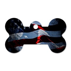 Grunge American Flag Background Dog Tag Bone (two Sides) by Simbadda