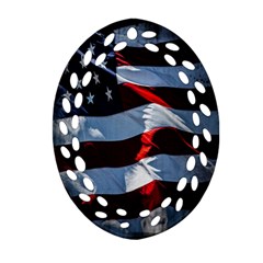 Grunge American Flag Background Ornament (oval Filigree)