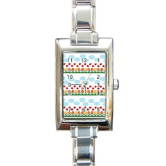 Ladybugs And Flowers Rectangle Italian Charm Watch by Valentinaart