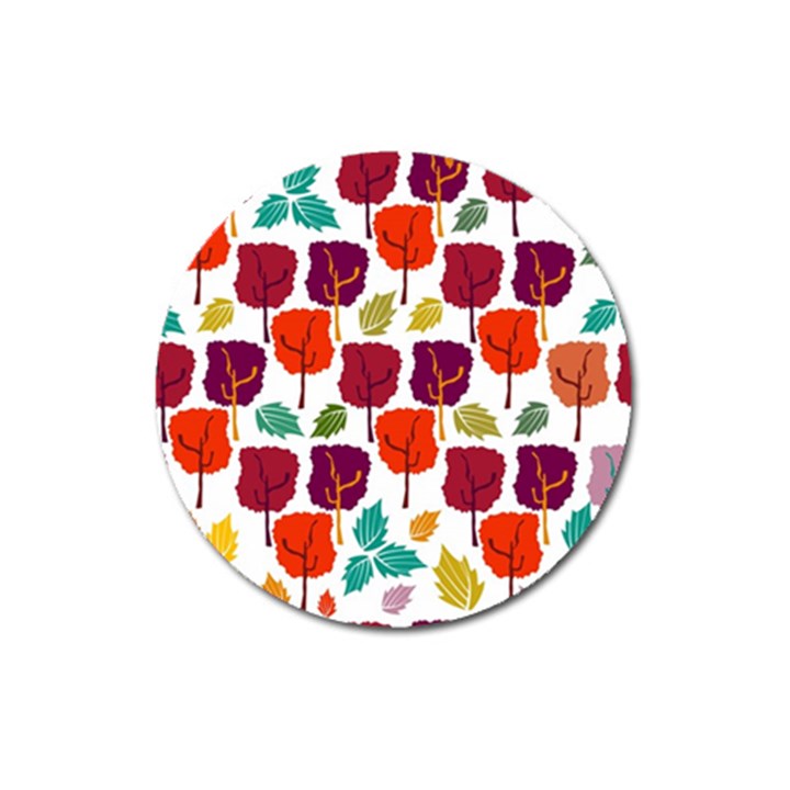 Colorful Trees Background Pattern Magnet 3  (Round)