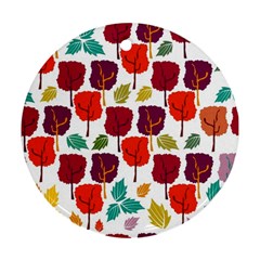 Colorful Trees Background Pattern Round Ornament (two Sides)