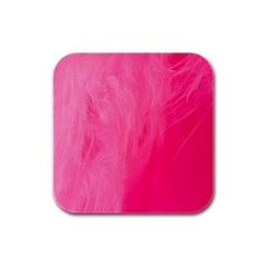 Very Pink Feather Rubber Square Coaster (4 Pack)  by Simbadda