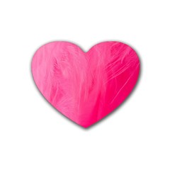 Very Pink Feather Heart Coaster (4 Pack)  by Simbadda