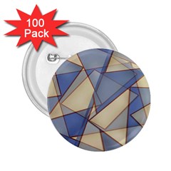 Blue And Tan Triangles Intertwine Together To Create An Abstract Background 2 25  Buttons (100 Pack)  by Simbadda