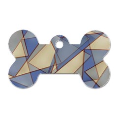 Blue And Tan Triangles Intertwine Together To Create An Abstract Background Dog Tag Bone (one Side) by Simbadda