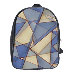 Blue And Tan Triangles Intertwine Together To Create An Abstract Background School Bags (xl)  by Simbadda