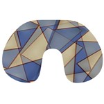 Blue And Tan Triangles Intertwine Together To Create An Abstract Background Travel Neck Pillows Front