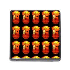 Paper Lanterns Pattern Background In Fiery Orange With A Black Background Memory Card Reader (square) by Simbadda