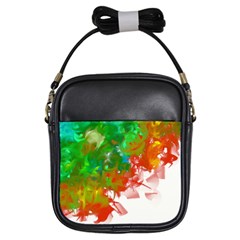 Digitally Painted Messy Paint Background Texture Girls Sling Bags by Simbadda