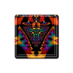 Symmetric Fractal Image In 3d Glass Frame Square Magnet by Simbadda