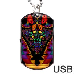 Symmetric Fractal Image In 3d Glass Frame Dog Tag Usb Flash (one Side) by Simbadda