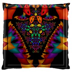 Symmetric Fractal Image In 3d Glass Frame Large Flano Cushion Case (two Sides) by Simbadda