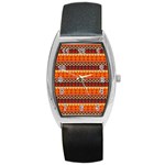 Abstract Lines Seamless Pattern Barrel Style Metal Watch Front