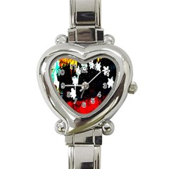 Grunge Abstract In Dark Heart Italian Charm Watch by Simbadda